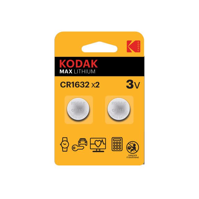 2 uds. pilas de botón Kodak Max Lithium CR1632 3V (Blíster)