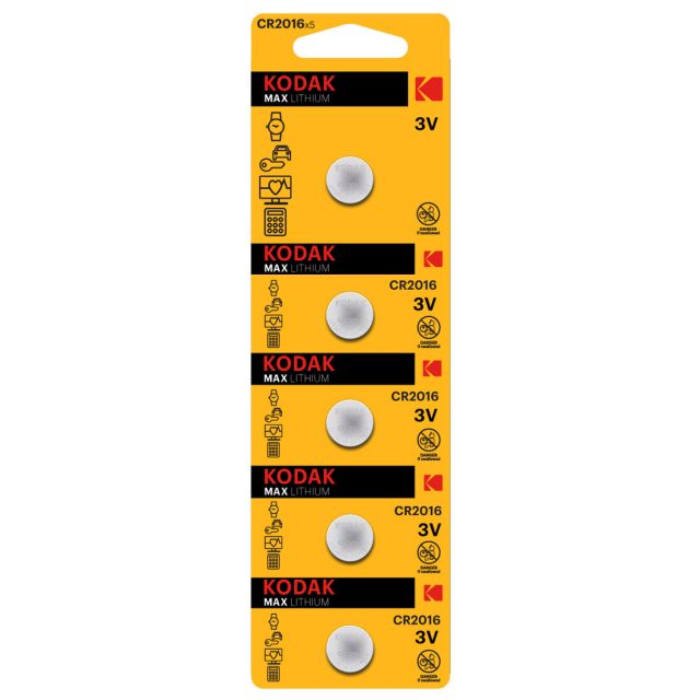 5 uds. pilas de botón Kodak Max Lithium CR2016 3V (Blíster)