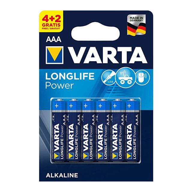 6 uds. pilas Varta Longlife 4903121436 alcalina 1,5V LR03-AAA (Blíster)