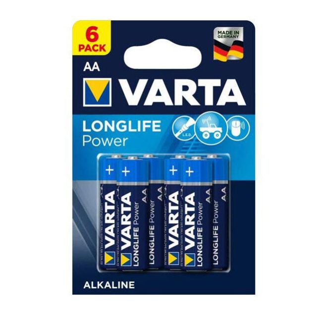 6 uds. pilas Varta Longlife alcalina 1,5V LR6-AA (Blíster)