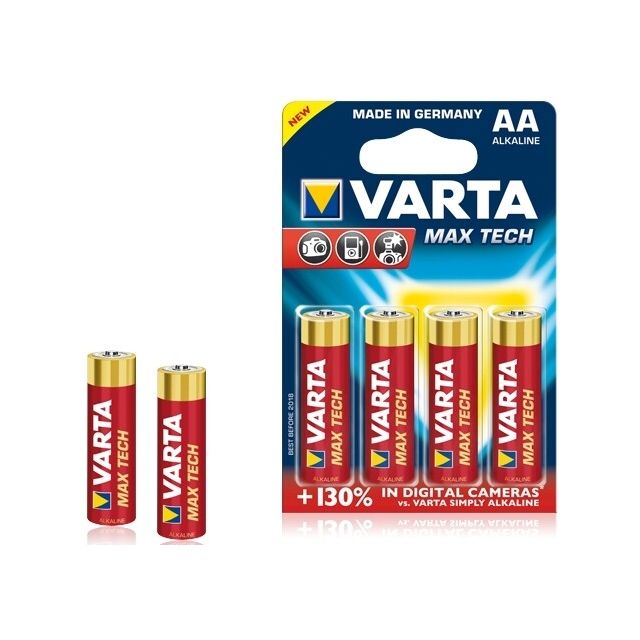 4 uds. pilas Varta Maxi Tech 4706 alcalina superior 1,5V LR06-AA (Blíster)