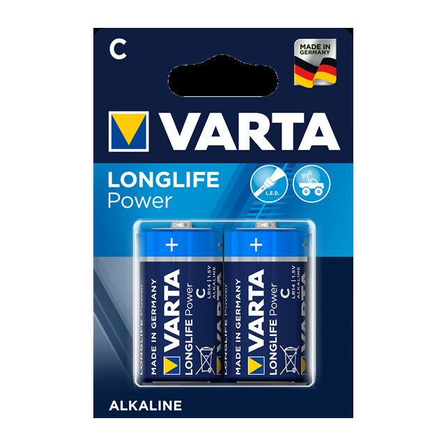 2 uds. pilas Varta Longlife Power alcalina 1,5V LR14-C (Blíster)