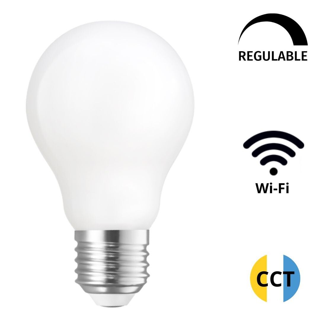 Lámpara standard cristal Led Smart regulable mate de 2700°K a 6500°K + intensidad 5W 680Lm (Spectrum WOJ+14414)