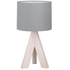 Lámpara de sobremesa de madera y tela gris modelo Ging E14 (Trio Lighting 50741042)