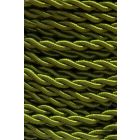 Bobina 25m. cable textil decorativo trenzado seda verde 2x0,75mm.(Cordón D'or 0901210-V)