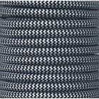 Bobina 15 m. cable textil decorativo negro/blanco Zig Zag brillo (CIR62CTS73)