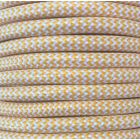 Bobina 25 metros cable decorativo textil amarillo y blanco mate claro zigzag