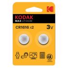 2 uds. pilas de botón Kodak Max Lithium CR1616 3V (Blíster)