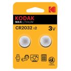 2 uds. pilas de botón Kodak Max Lithium CR2032 3V (Blíster)