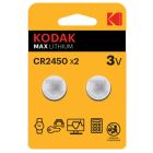2 uds. pilas de botón Kodak Max Lithium CR2450 3V (Blíster)