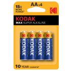 4 uds. pilas Kodak Max Super Alkaline 1,5V LR06 - AA (Blíster)