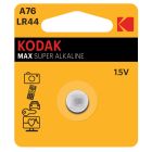 1 ud. pila de botón Kodak Max Super Alkaline A76/LR44 1,5V (Blíster)