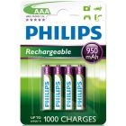 4 uds. pilas recargables Philips HR03-AAA 950 mAh (Blíster)