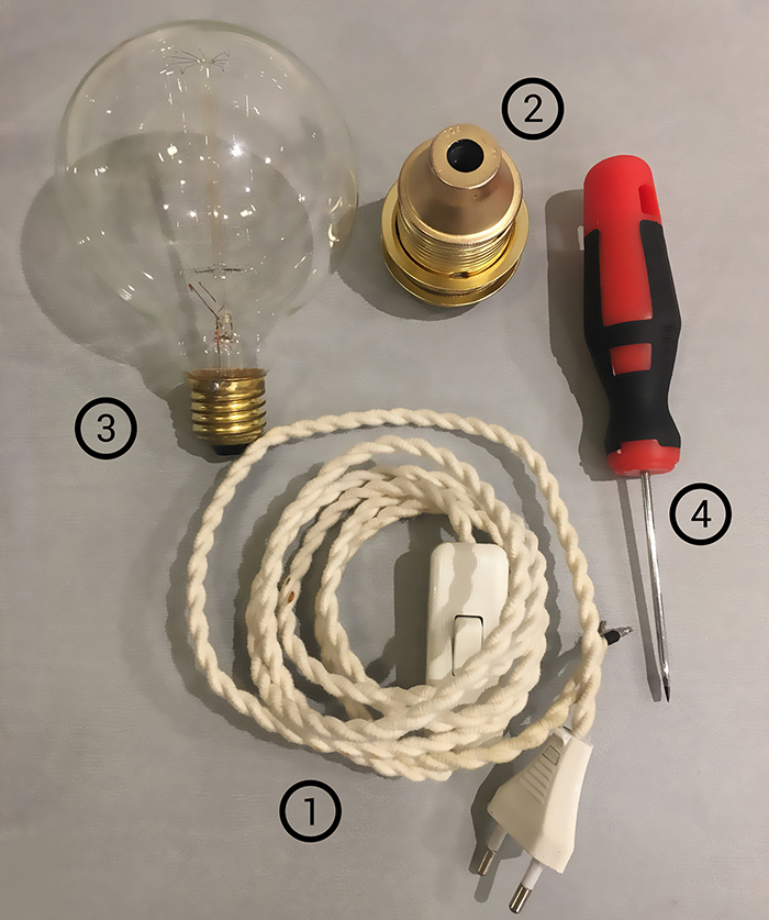 Elementos para montar una lámpara